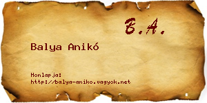 Balya Anikó névjegykártya